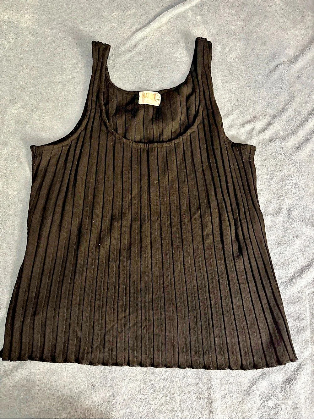 Nation Pleated Tank Top in Black